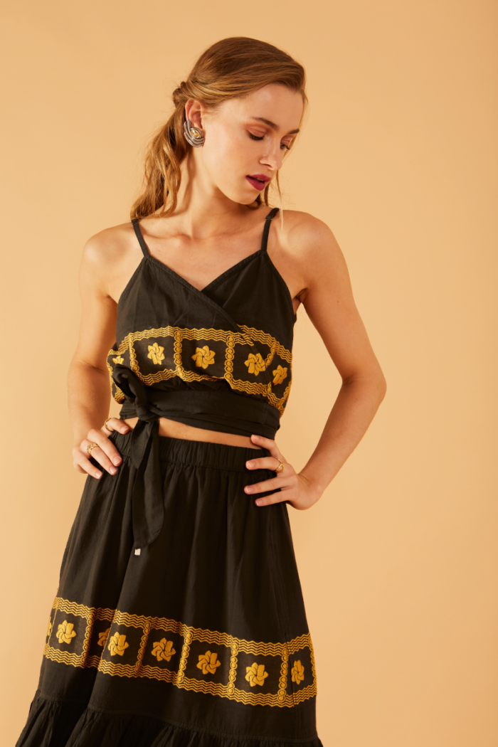 NEMA Bohemian High Waisted Skirt Black