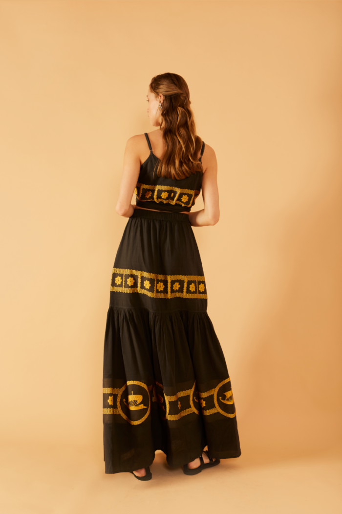 NEMA Bohemian High Waisted Skirt Black