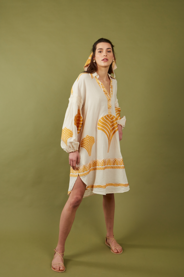 NEMA Eleanor Embroidery Dress Ecru&Gold