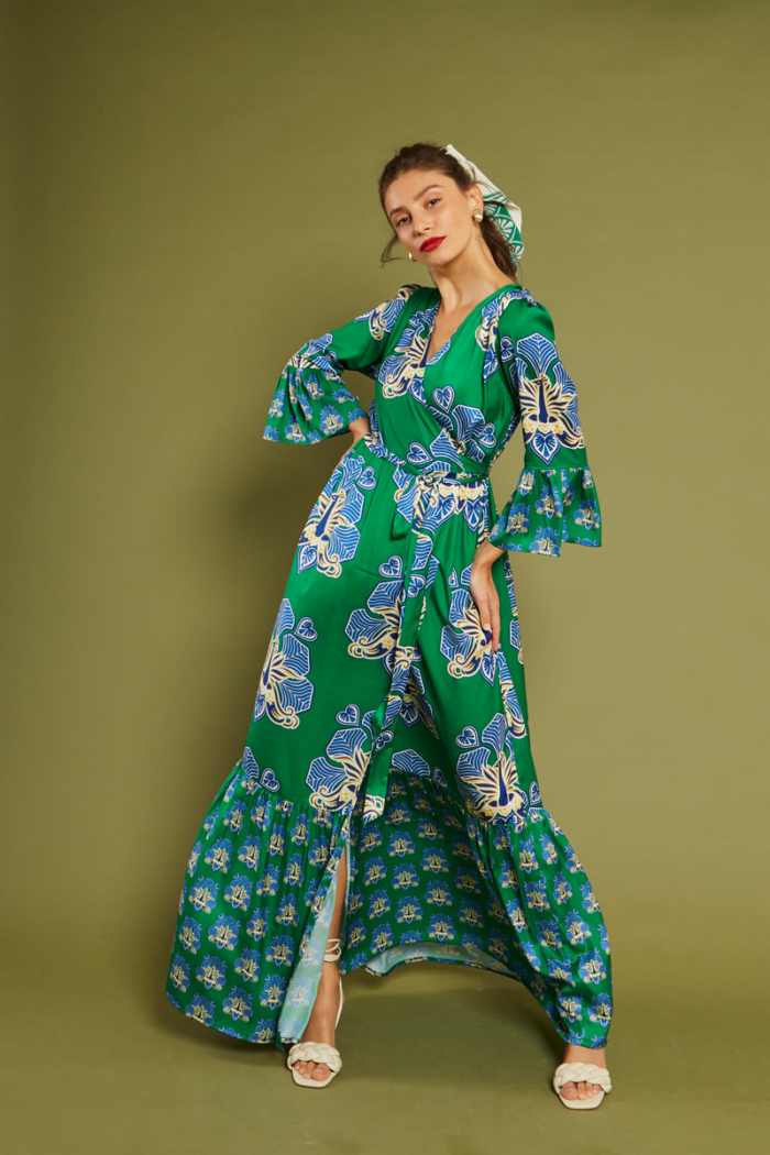 NEMA Maxi Printed Dress Green